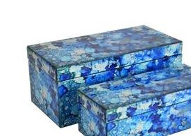 14" x 7" Blue Tones Glass Box