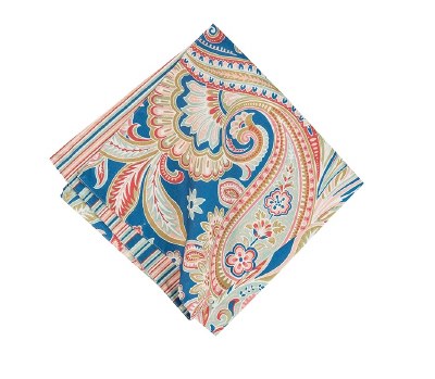 20" Square Blue and Pink Paisley Marla Reversible Fabric Napkin