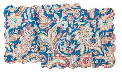 14" x 51" Blue and Pink Paisley Marla Quilted Reversible Table Runner