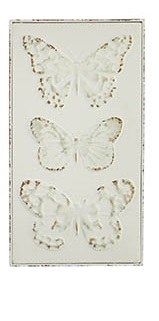 19" x 10 Distressed White Metal Triple Butterfly C Wall Plaque