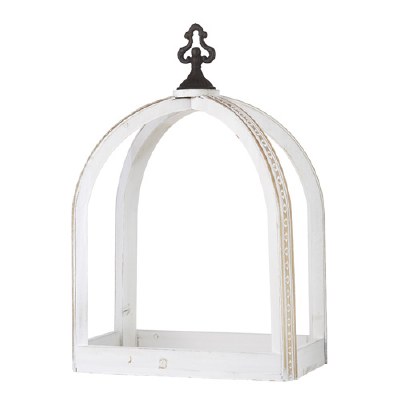 21" Rectangle Distressed White Wood Arched Lantern