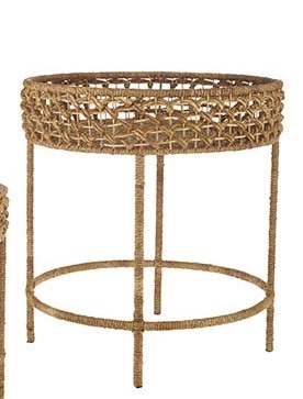 23" Round Woven Water Hyacinth Accent Table