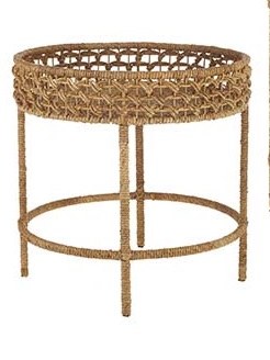 21" Round Woven Water Hyacinth Accent Table