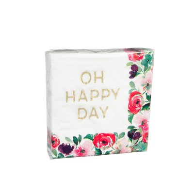 5" Square 40 Count Oh Happy Day Beverage Napkins