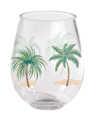 15 oz Lolita Palm Tree Stemless Acrylic Wine Glass