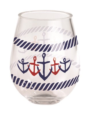 15 oz Red White and Blue Stemless Wine Acrylic Glass