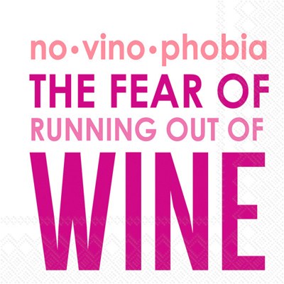 5" Square No Vino Phobia Beverage Napkin