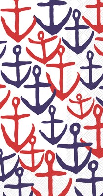 8" x 5" Red and Blue Anchors Guest Towel