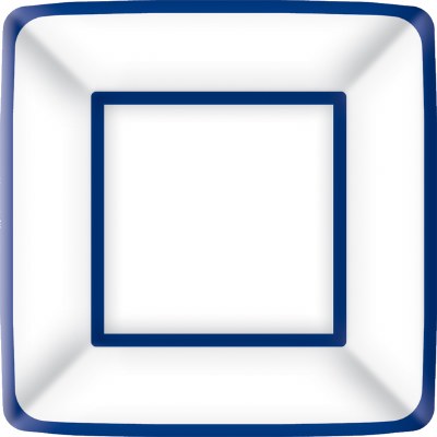 7" Sq Pack of 8 Dark Blue and White Plates