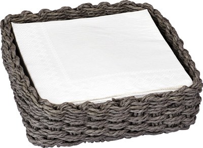 7.5" Sq Woven Gray Lunch Napkin Holder