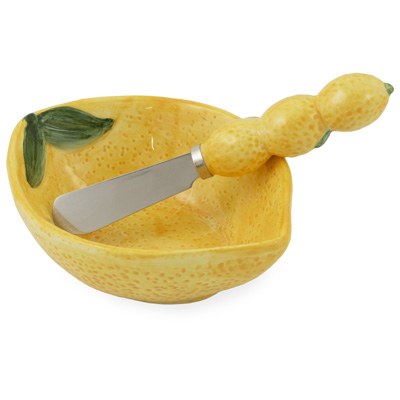 12 OZ Lemon Shape Ceramic Bowl With Spreader