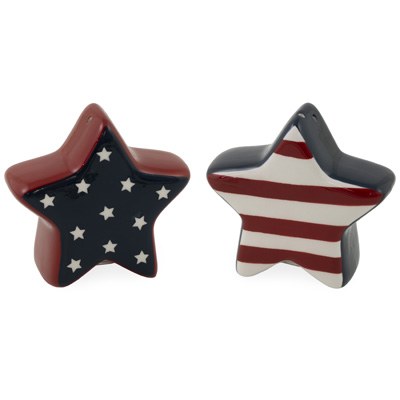 3" Red, White, and Blue Ceramic Salt and Pepper Shaker