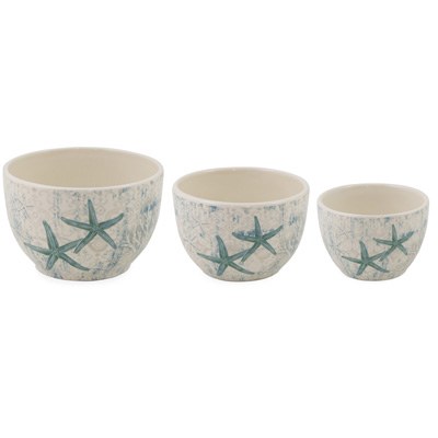 Set of 3 Laguna Shells Ceramic Bowls