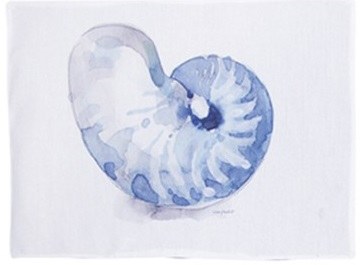 13" x 18" Blue Nautilus Shell on White Placemat