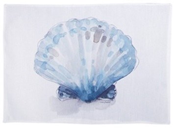 13" x 18" Blue Scallop Shell on White Placemat