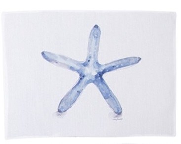 13" x 18" Blue Starfish on White Placemat