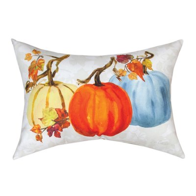 13" x 18" Blue, Orange, and Yellow Pumpkins Decorative Pillow Fall and Thanksgiving Decoration