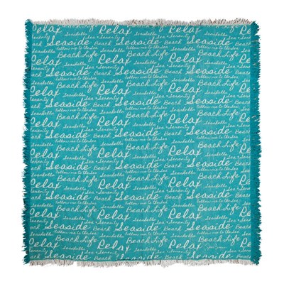 50" x 60" Beach Words on Blue Throw Blanket