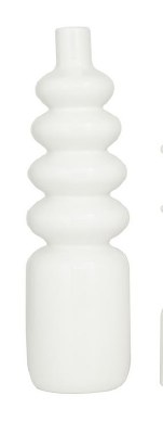 17" White Ceramic Modern Shaped Vase