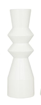 16" White Ceramic Modern Shaped Vase