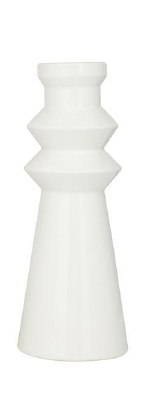 13" White Ceramic Modern Shaped Vase