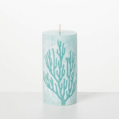 3" x 6" Sea Blue Coral Wax Pillar Candle