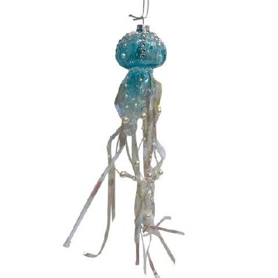 6" Blue Glass Jellyfish Ornament