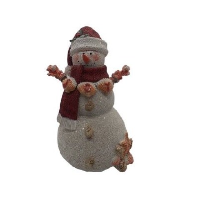 11" Sand Snowman Wearing a Red Scarf