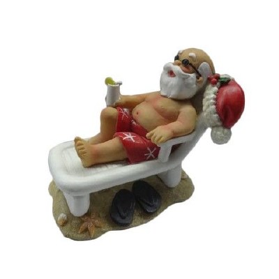 4" Santa Sitting in a Beach Chair Statue