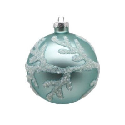 4" Turqouise Coral Glass Ball Ornament