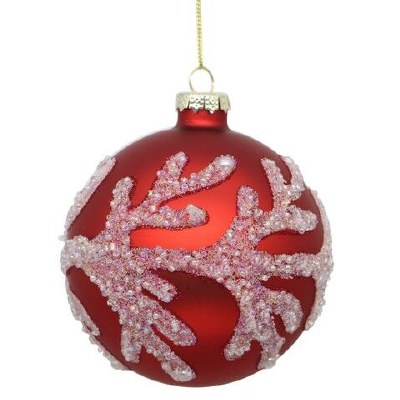 4" Red Coral Glass Ball Ornament