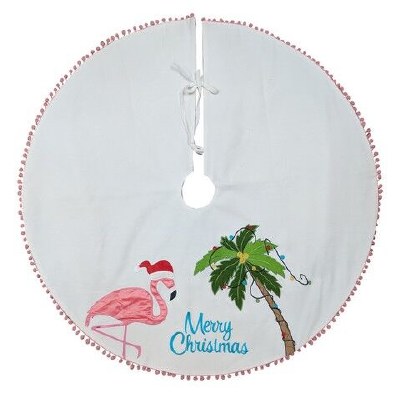 42" Round Palm Tree and Flamingo Tree Skirt