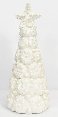 19" Pearl White Polyresin Urchin Tree with Pearls