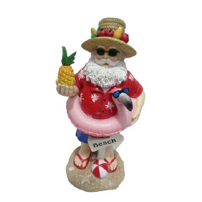 15" Polyresin Santa in Flamingo Floaty Statue