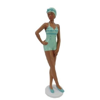 13" Beach Lady Bathing Beauty Standing Statue