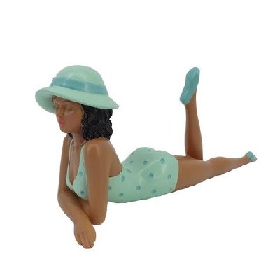 13" Beach Lady Bathing Beauty Laying Down Statue