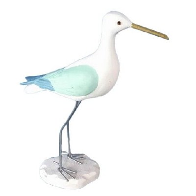 14" White, Blue, and Green Shorebird Statue