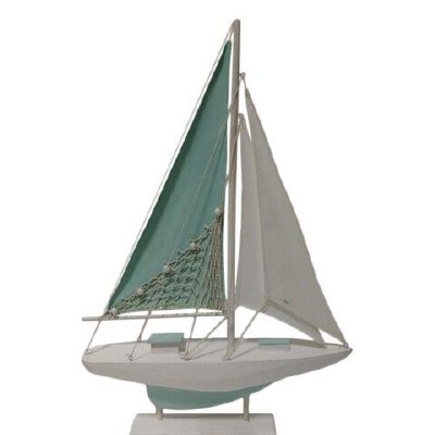 24" Aqua Sailboat Statue