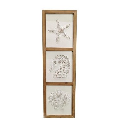 40" x 12" White and Natural Sealife Plaque