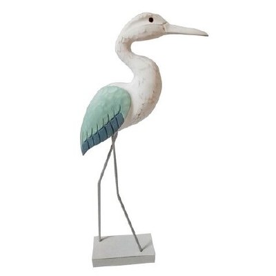 20" Blue, Green, and White Egret Statue