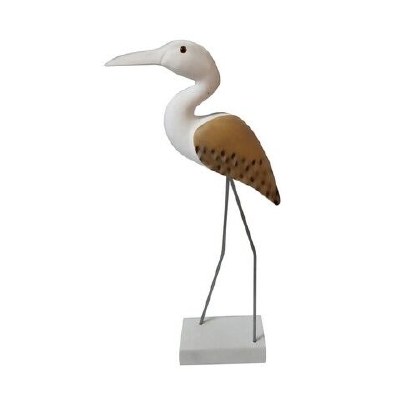 16" Brown and White Egret Statue