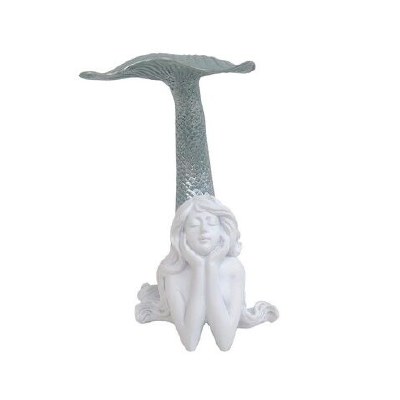 8" Blue and White mermaid with Tail Up