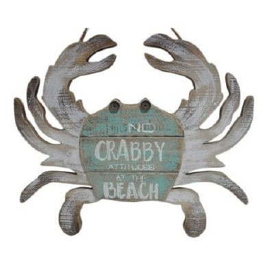 16" Crab Shape Beach Wood Plaque