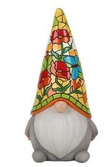 9" Poppy Hat Mosaic Resin Gnome