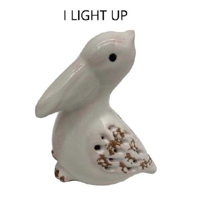 5" LED Distressed White Ceramic Pelican