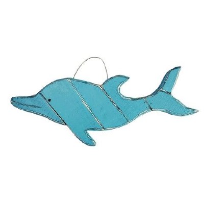 32" Blue Dolphin Wood Plaque