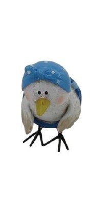 5" Blue and White Bird with Cap