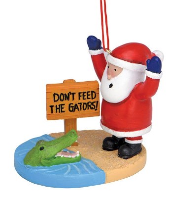 Santa With a "Don't Feed The Gator" Sign