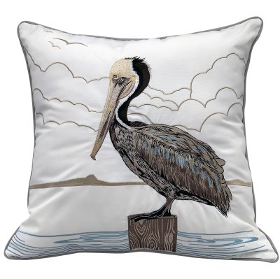 20" Square Sunbathing Brown Pelican Indoor Outdoor Pillow