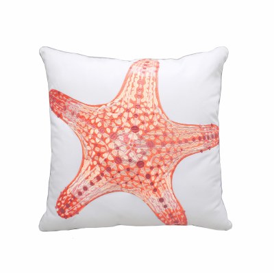 20" Sq Coral Starfish Indoor/Outdoor Decorative Pillow